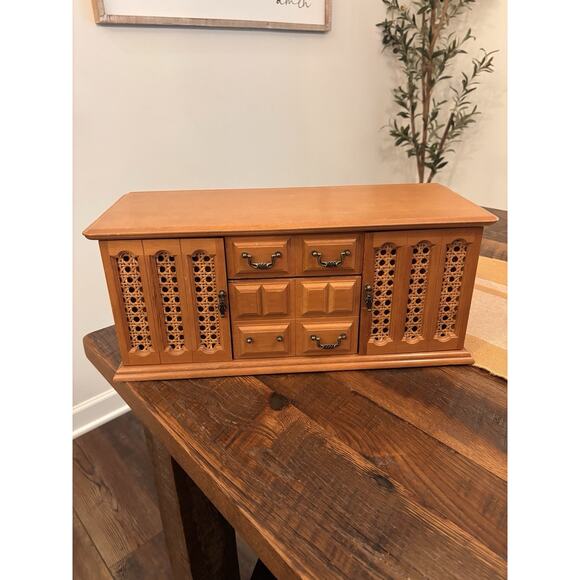 Vintage Tundra Jewelry Box 8 Drawer Wood Boho Retro MCM Mid Century Chest 80's - Picture 2 of 11